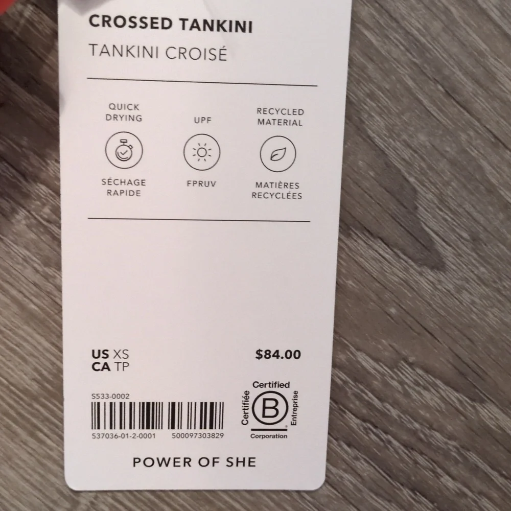 Athleta Tank Crossed Tankini Swim Top Size XS